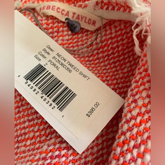 Rebecca TAYLOR NEON TWEED SHIFT DRESS SIZE 2😍 - Picture 6 of 7